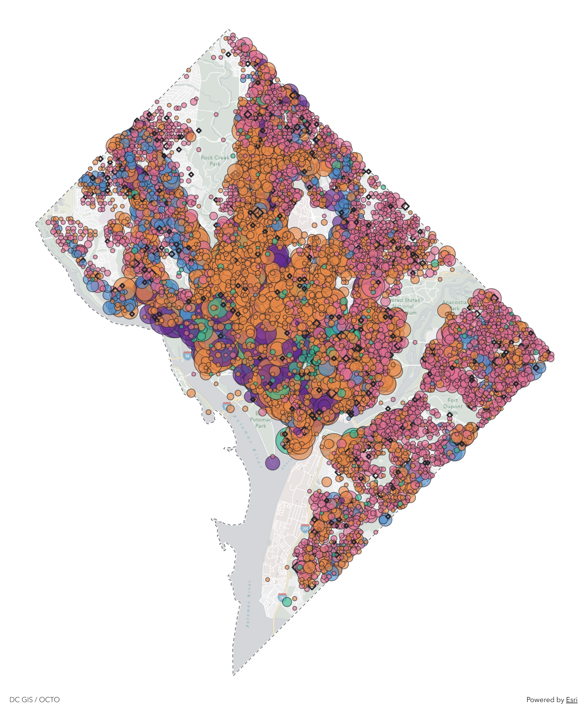 DC parking enforcement map in its original diamond orientation